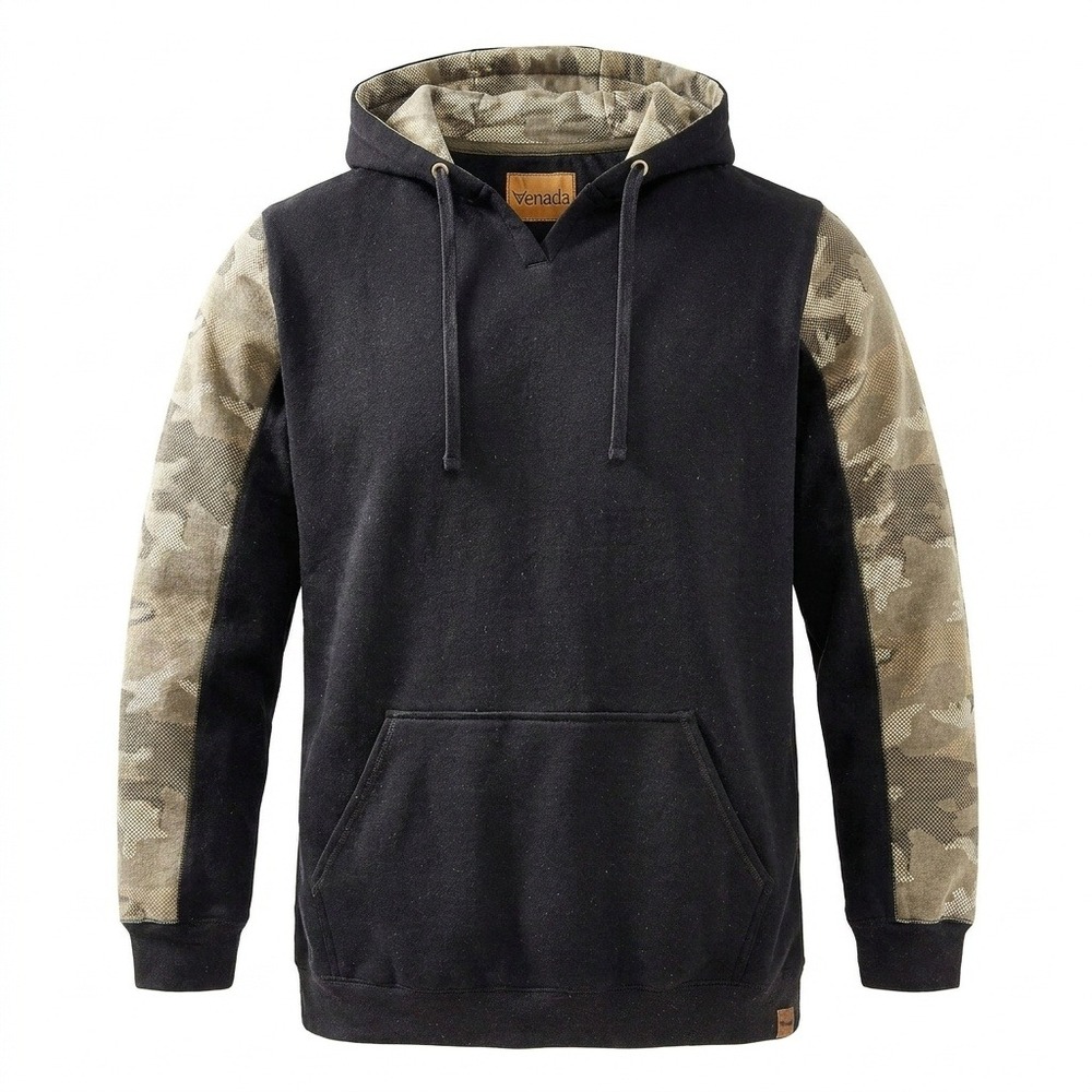 Venado Premium Performance Full Zip Relax Fit Black Camo Woodland Hoodie 2XL